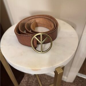 Brown Leather Mossimo Supply Co. Belt with Gold Peace Buckle 2XL